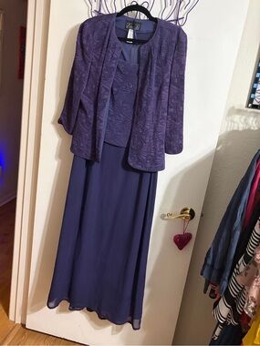 🥳 12 Alex Evening Dress Deep Purple Maxi Set with Jacket